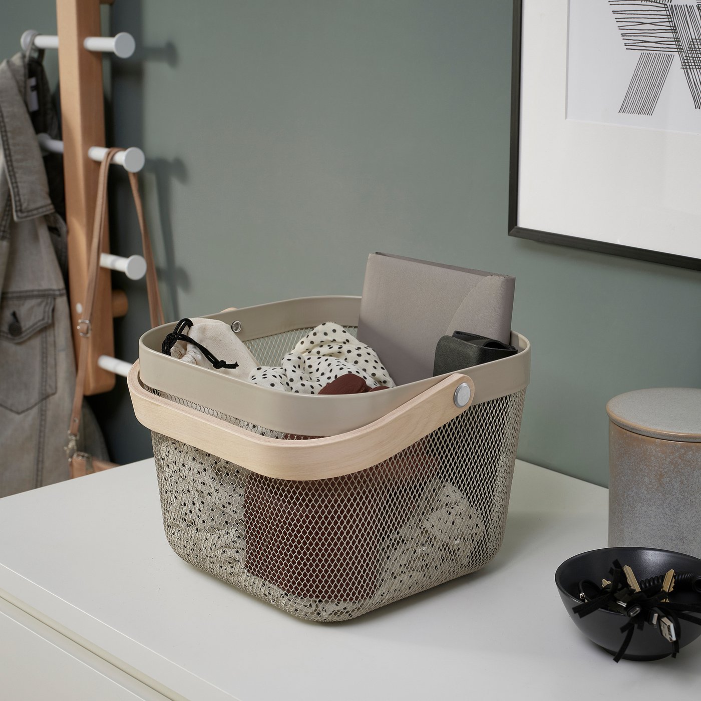 RISATORP basket, grey-beige, 25x26x18 cm - IKEA