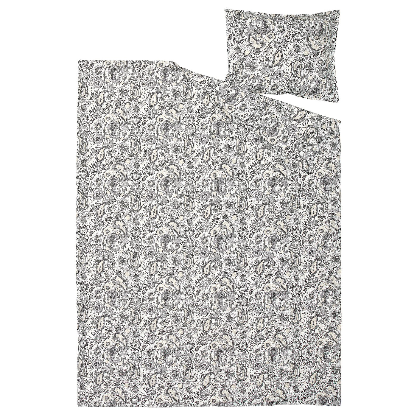RODGERSIA Duvet cover and pillowcase, grey/white, 150x200/50x60 cm