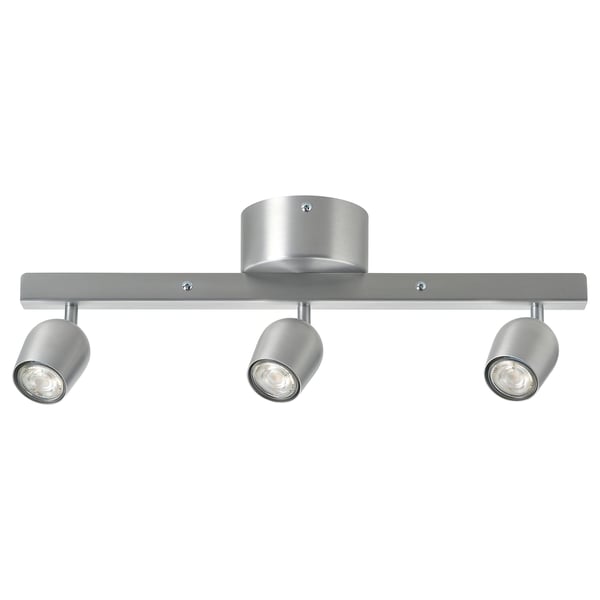 RÖKFRI Ceiling spotlight with 3 spots, aluminium-colour