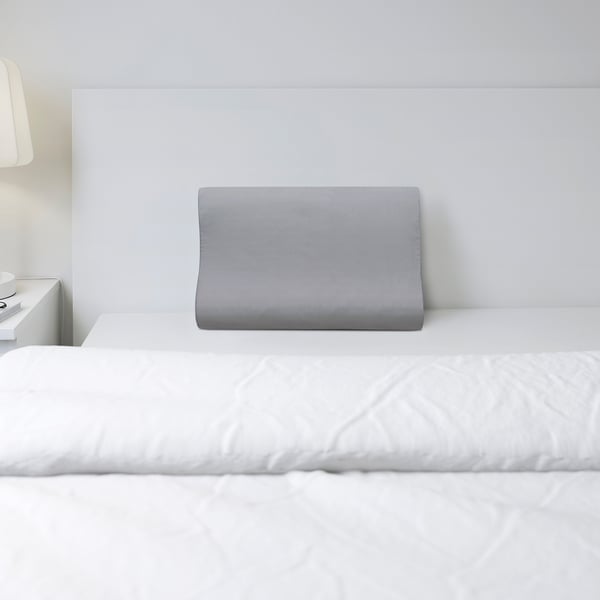 ROSENSKÄRM Pillowcase for ergonomic pillow, light grey, 33x50 cm
