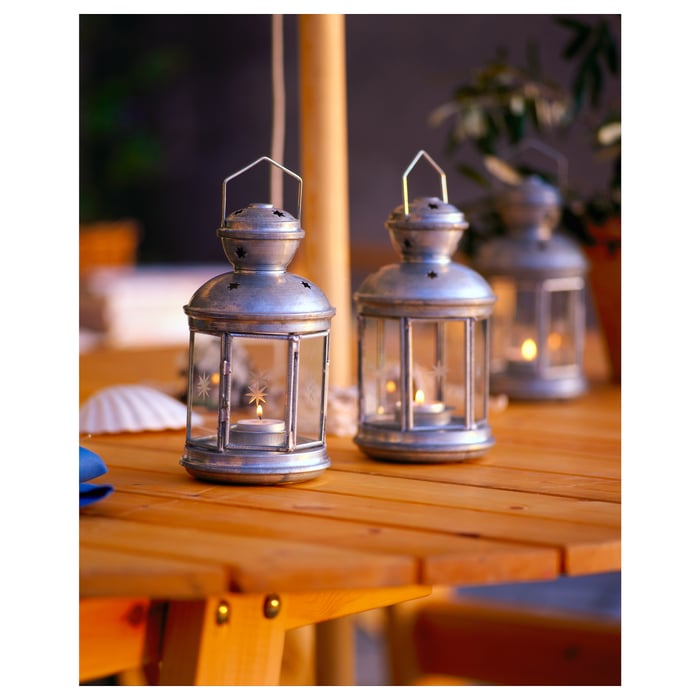 ROTERA Lantern for tealight, in/outdoor galvanised, 21 cm IKEA