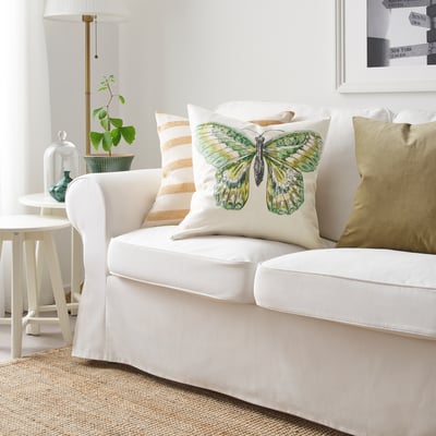 ROTFJÄRIL Cushion cover, natural/multicolour, 50x50 cm