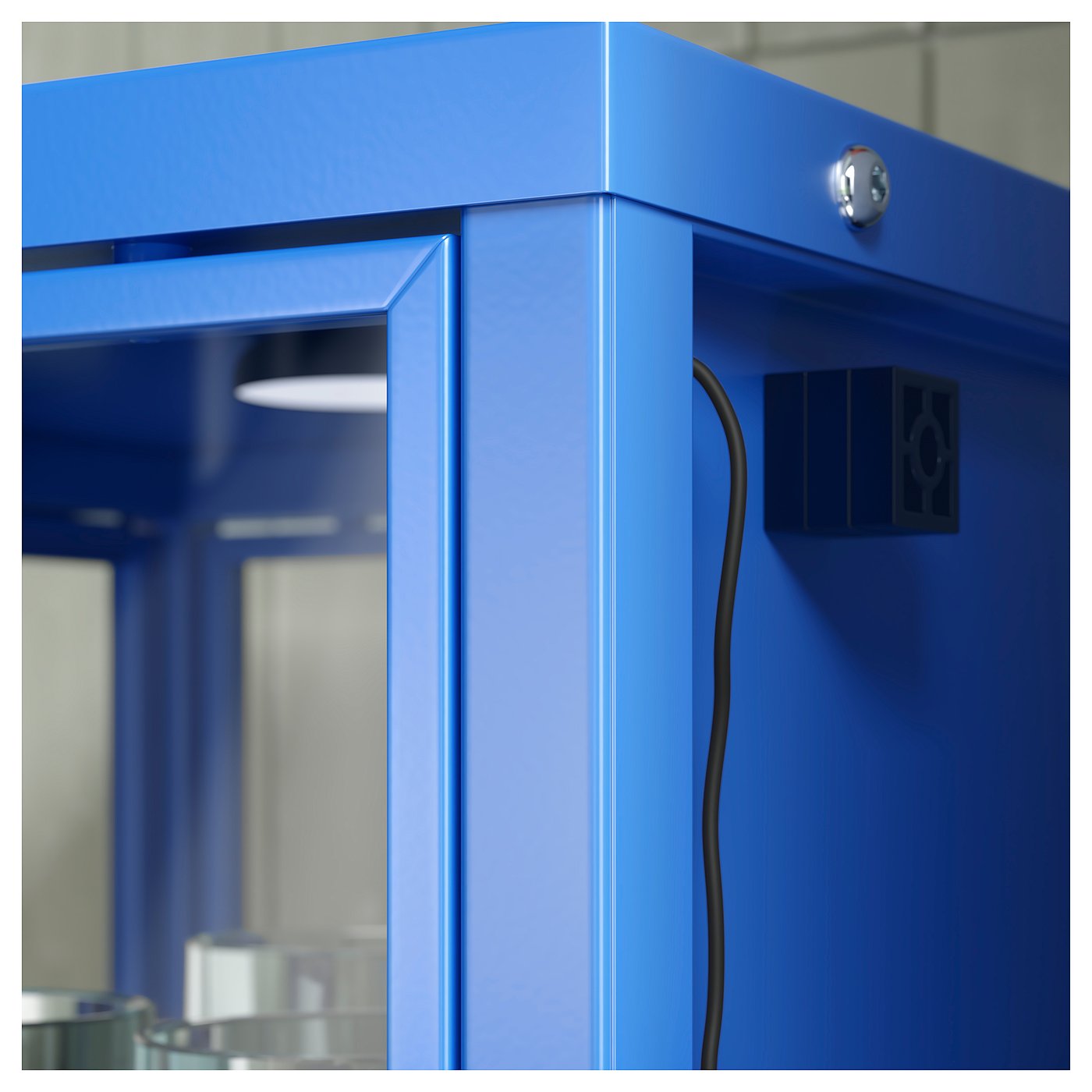 RUDSTA glass-door cabinet, blue, 42x37x155 cm - IKEA