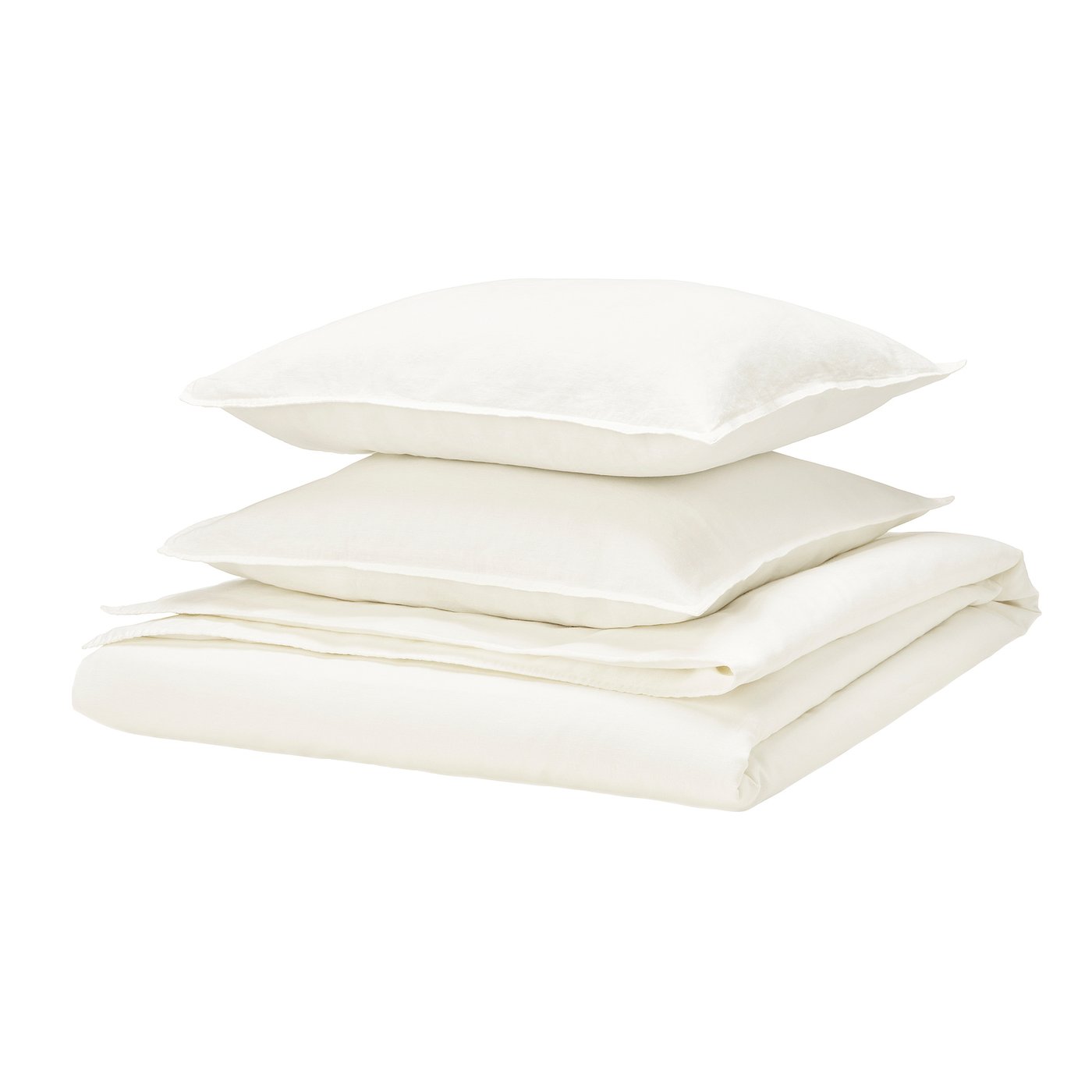 RUNDHAGTORN white bedding set: crisp, pre-washed cotton-linen duvet and pillows.