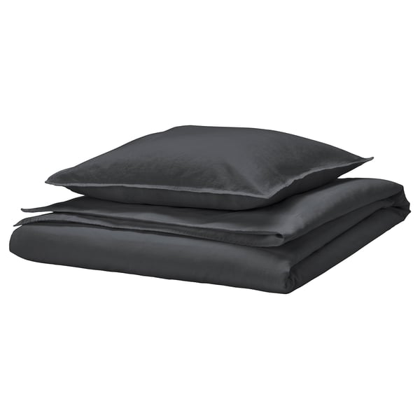 RUNDHAGTORN Duvet cover and pillowcase, anthracite, 150x200/50x60 cm