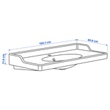 RUTSJÖN Wash-basin with water trap, white, 102x49 cm