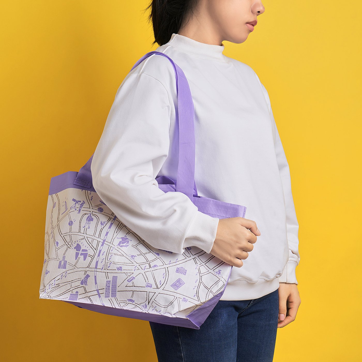 SÄDERSSLAG bag, lilac patterned, 27x18x27 cm - IKEA