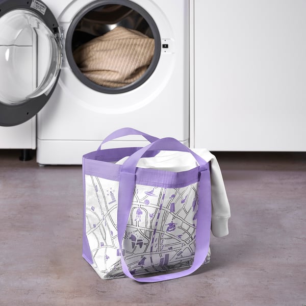 SÄDERSSLAG Bag, lilac patterned, 27x18x27 cm