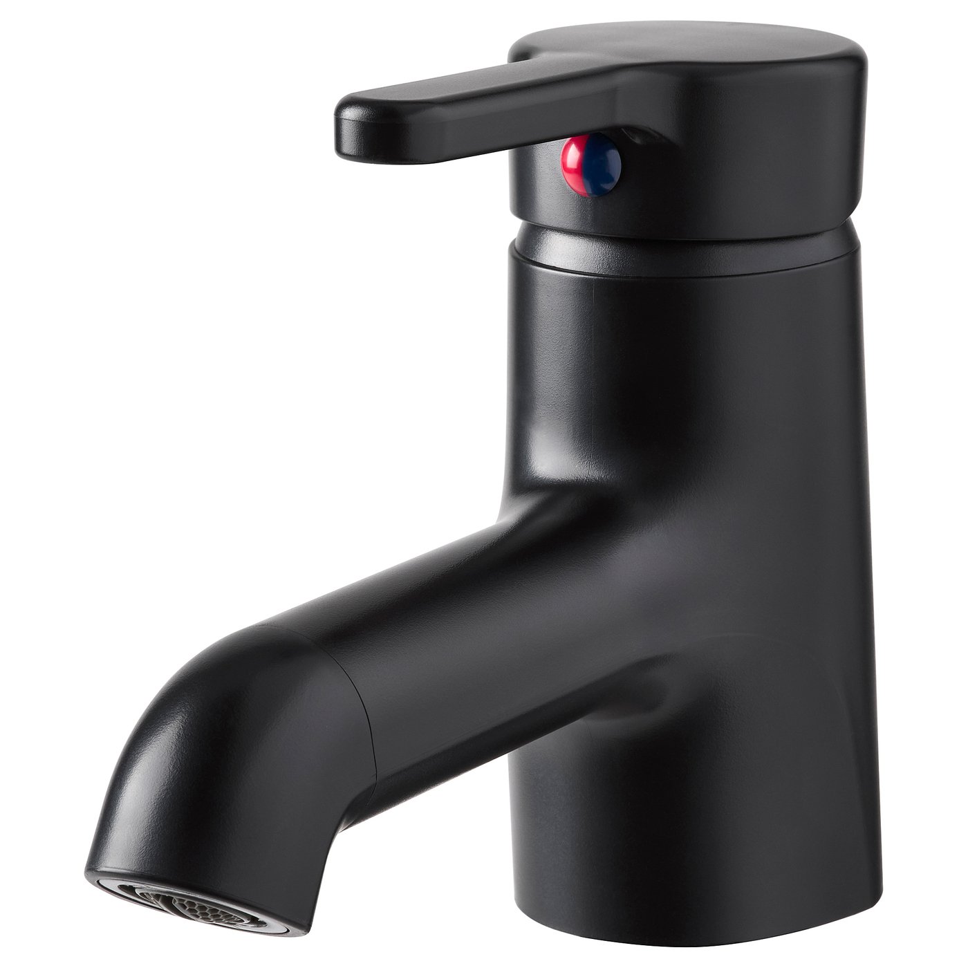 Black SALJEN tap, sleek abs plastic, single handle.