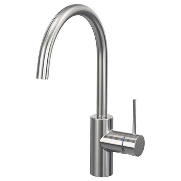 SALLSJÖN tap: sleek stainless steel with curved spout, modern kitchen design