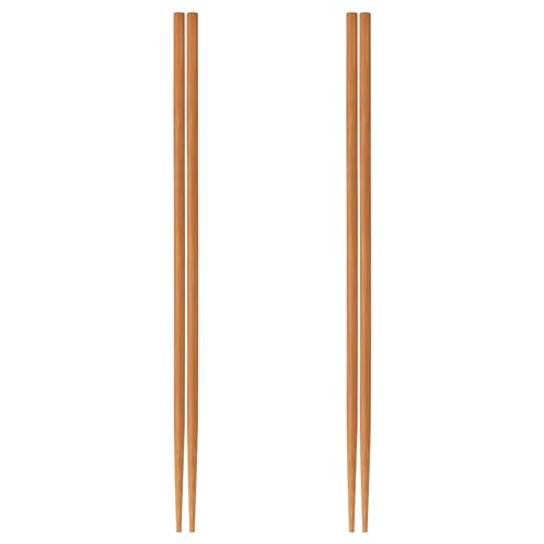 Two brown bamboo chopsticks. Simplistic design, smooth texture. Ideal for eating.