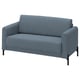Blue SALTMYRAN fabric sofa, modern design, cushioned, metal legs.