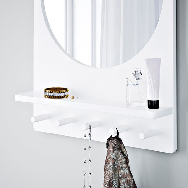 Saltrod Mirror With Shelf And Hooks White Ikea