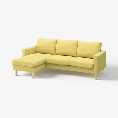 SALTSJÖBADEN Cover f 3-seat sofa w chaise longue, Fridtuna yellow