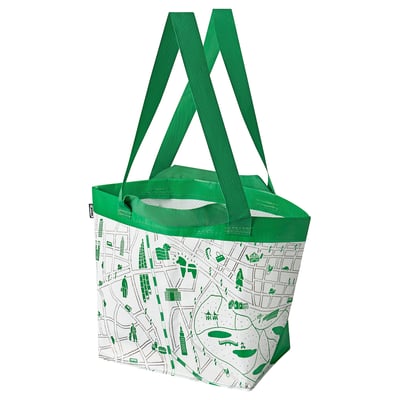 SÅSKÄPPA Bag, green patterned, 27x18x27 cm