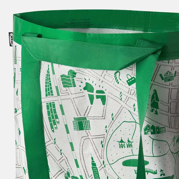SÅSKÄPPA Bag, green patterned, 27x18x27 cm