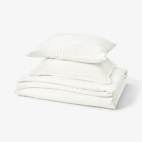 SCHERSMIN Duvet cover and 2 pillowcases, white, 200x200/50x60 cm
