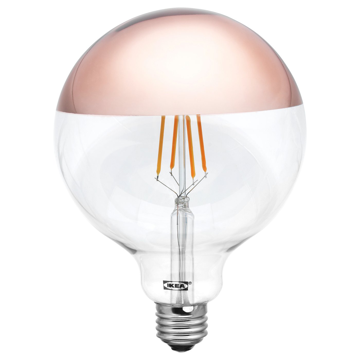 SILLBO LED bulb E26 370 lumen globe, mirrored top rosé gold coloured