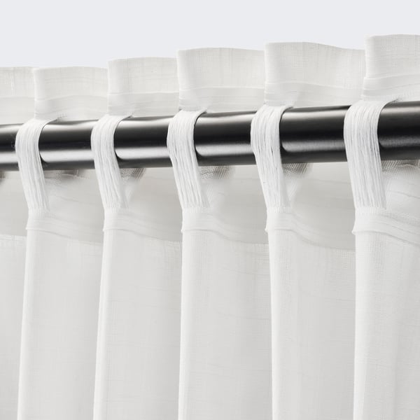 SILVERLÖNN Sheer curtains, 1 pair, white/with heading tape, 145x250 cm