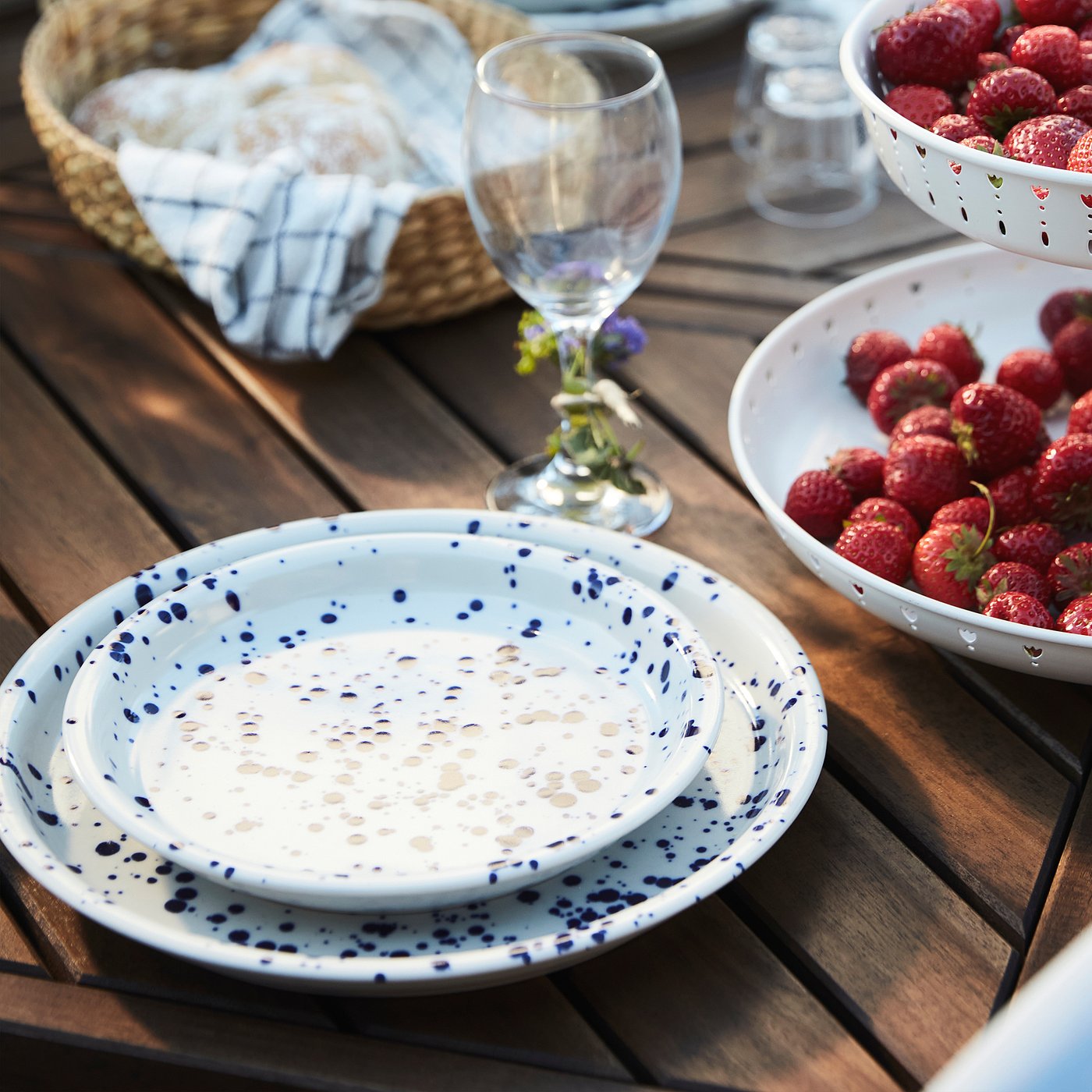 SILVERSIDA side plate, patterned/blue, 20 cm - IKEA