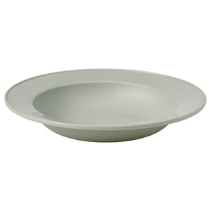 SIMKRABBA Deep plate, plastic/green-grey, 22 cm
