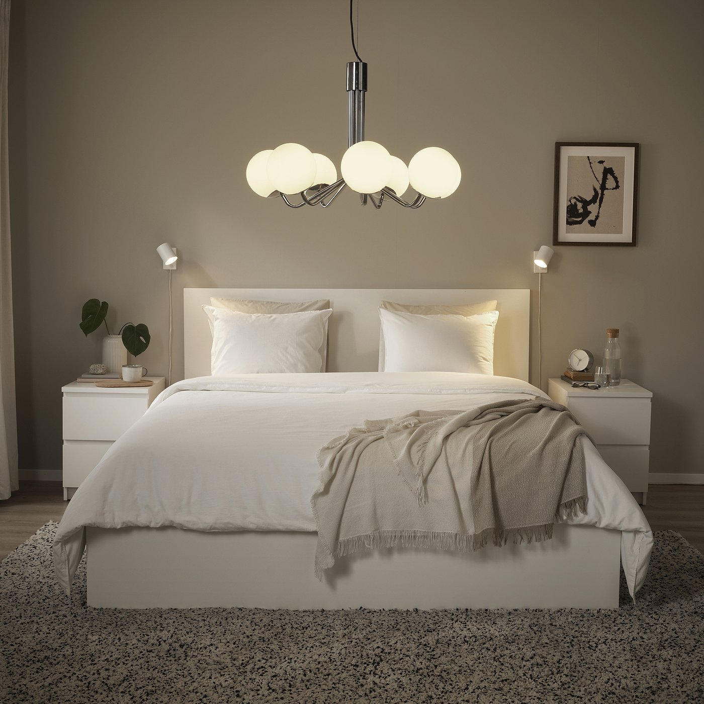 AYM✨ SIMRISHAMN chandelier, 7-armed, chrome-plated/opal white