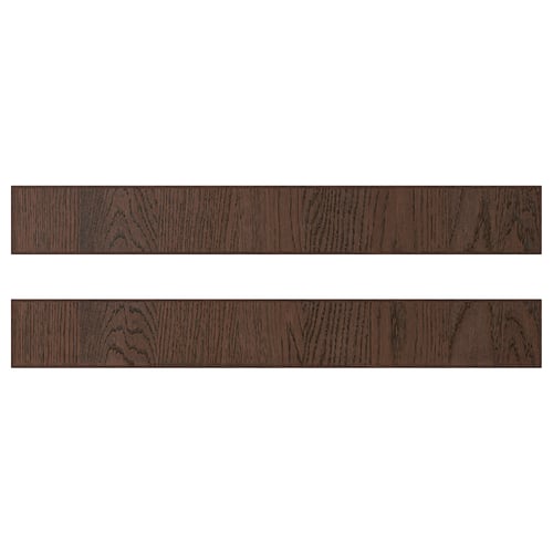 Two dark brown wooden panels with visible grain texture, rectangular shape.