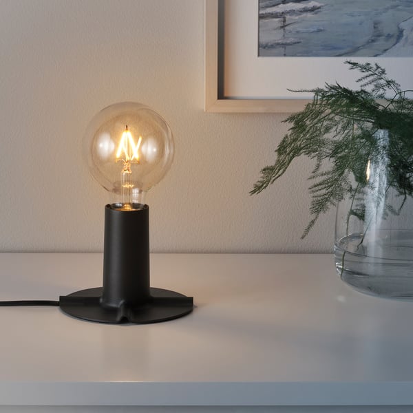 SKALLRAN Table lamp base, dark grey/metal