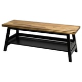 SKOGSTA Bench with storage, acacia/black, 120 cm