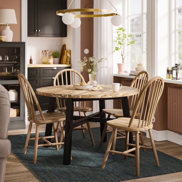 SKOGSTA Dining table, acacia/black, 120 cm