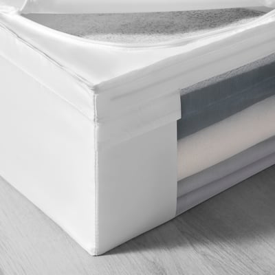 SKUBB Storage case with mesh window, white, 44x55x19 cm