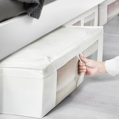 SKUBB Storage case with mesh window, white, 69x55x19 cm