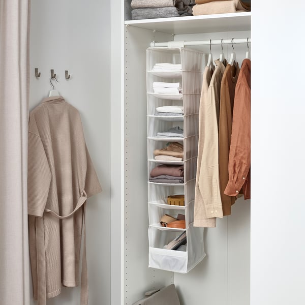 SKUBB Storage with 9 compartments, white, 22x34x120 cm