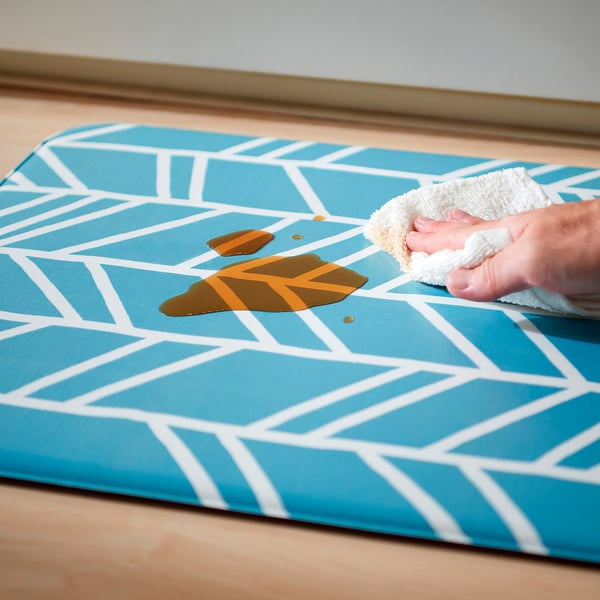 SKYDDSRUM Kitchen mat, blue, 45x120 cm