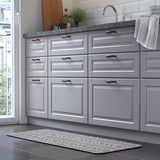 SKYDDSRUM Kitchen mat, grey, 45x120 cm