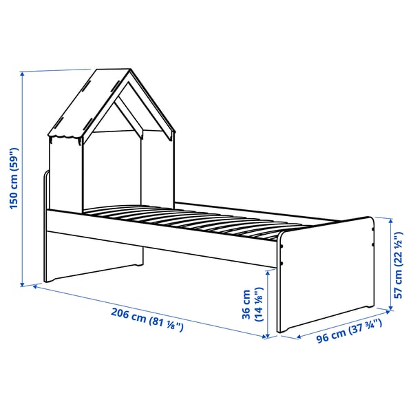 SLÄKT Bed frame, incl bed accessory/grey, 90x200 cm