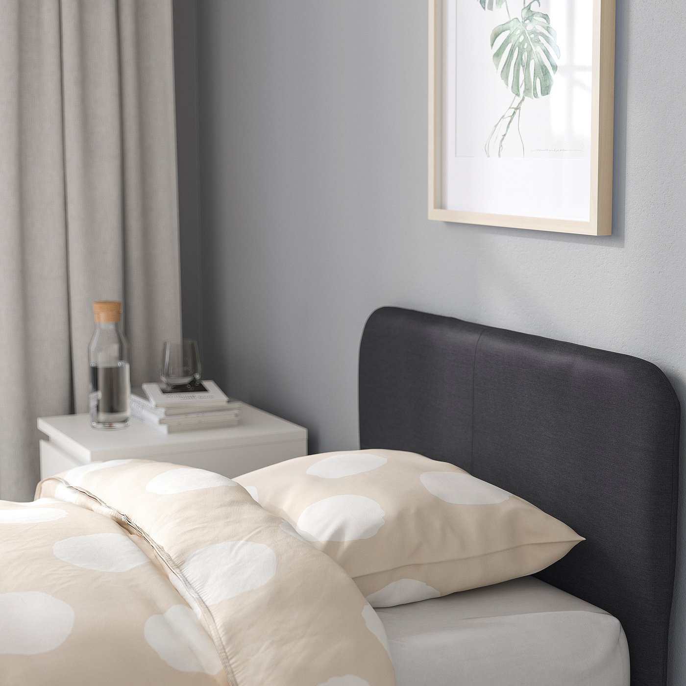 SLATTUM upholstered bed frame, Vissle dark grey, 120x200 cm