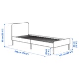 SLATTUM Upholstered bed frame, Vissle dark grey, 97x196 cm