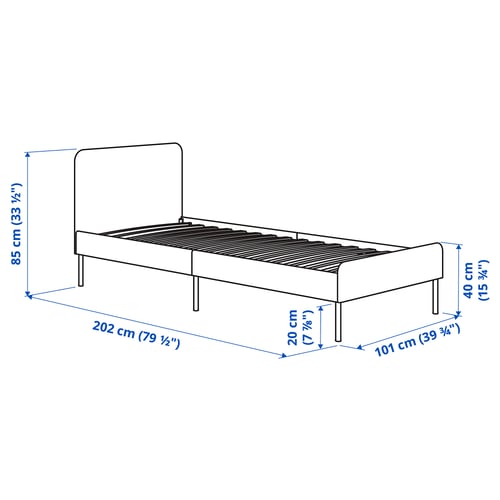 Illustration with measurements for the product: SLATTUM.