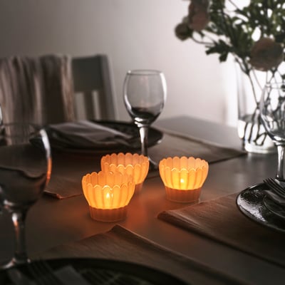 SMÅNÄCKROS Tealight holder, white, 6 cm