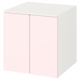 SMÅSTAD / PLATSA Cabinet, white pale pink/with 1 shelf, 60x57x63 cm