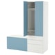 SMÅSTAD / PLATSA Storage combination, white blue/with bench, 150x57x181 cm