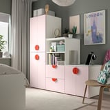 SMÅSTAD / PLATSA Storage combination, white/pale pink, 180x57x181 cm