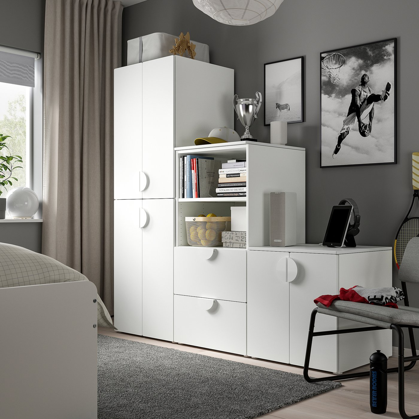 SMÅSTAD / PLATSA storage combination, white/white, 180x57x181 cm