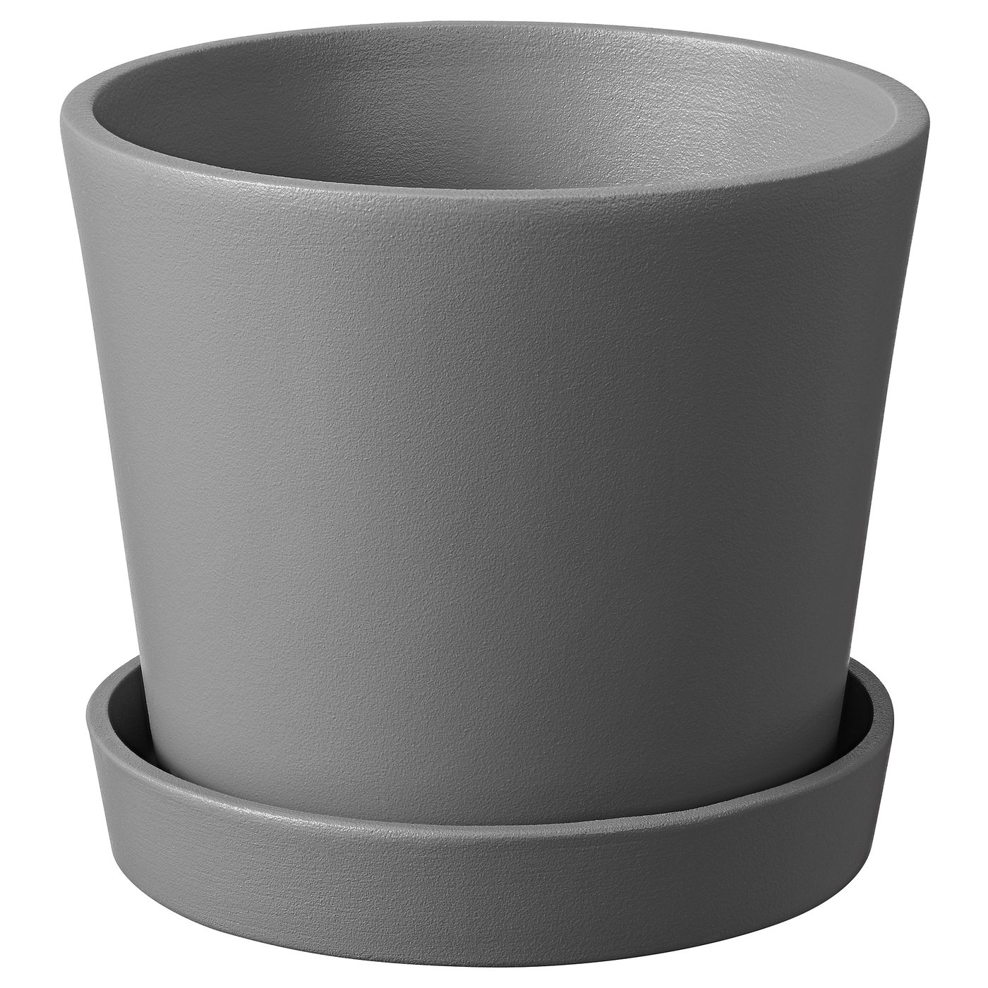 SMULGUBBE Plant pot and saucer, concrete effect grey/outdoor, 21 cm IKEA
