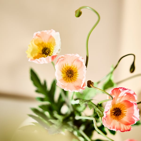 SMYCKA Artificial bouquet, Poppy in/outdoor/orange, 36 cm