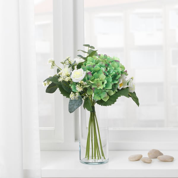 SMYCKA Artificial bouquet, white, 35 cm