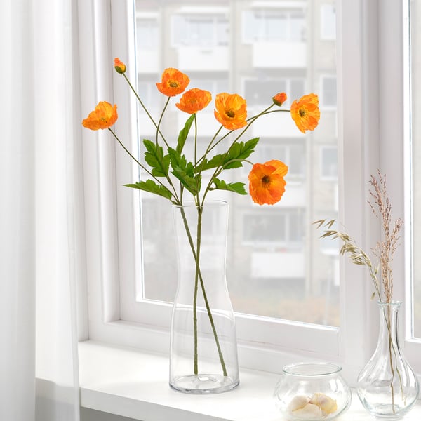 SMYCKA Artificial flower, in/outdoor/Poppy orange, 60 cm