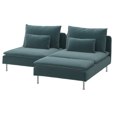 SÖDERHAMN 2-seat sofa with chaise longue, Alhamn dark grey-blue
