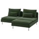 SÖDERHAMN 2-seat sofa with chaise longue, Johanneshov dark green